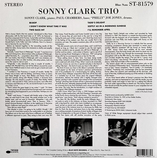 SONNY CLARK TRIO - SONNY CLARK TRIO (1958) - LP 180GR BLUE NOTE TONE POET SERIES 2023 EDITION SIFIR PLAK