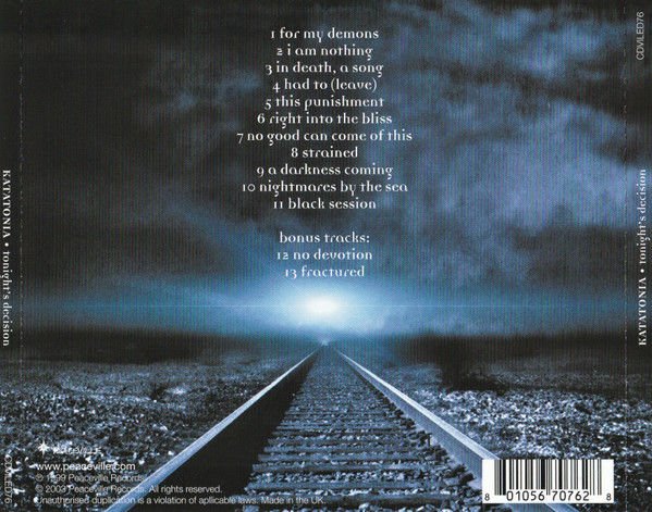 KATATONIA – TONIGHT'S DECISION (1999) - CD 2018 REISSUE SIFIR