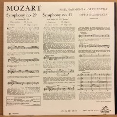 MOZART SYMPHONY NO 29&41 OTTO KLEMPERER 2.EL PLAK