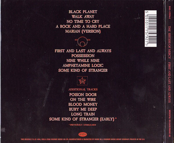 THE SISTERS OF MERCY – FIRST AND LAST AND ALWAYS (1985) - CD REMASTERED 2006 REISSUE DIGIPAK AMBALAJINDA SIFIR