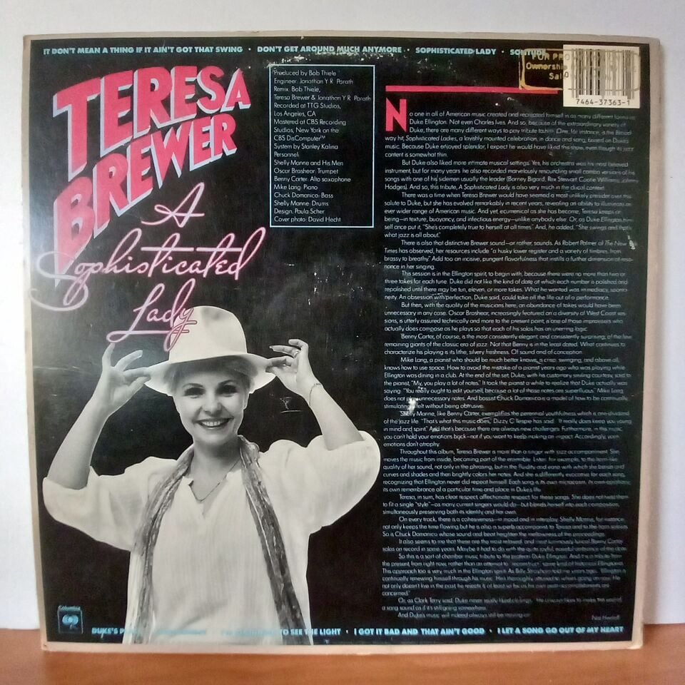 TERESA BREWER WITH SHELLY MANNE & HIS MEN – A SOPHISTICATED LADY (1981) - LP 2.EL PLAK