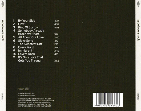 SADE – LOVERS ROCK (2000) - CD REISSUE JEWEL CASE AMBALAJINDA SIFIR