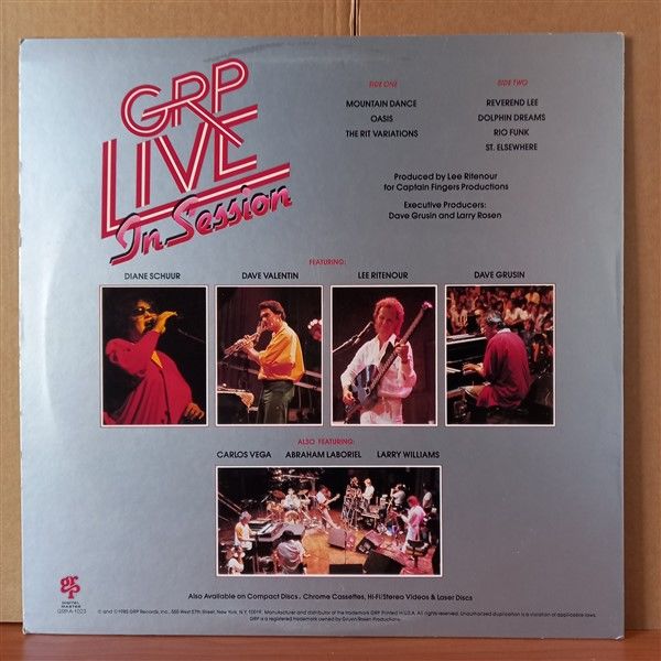 DAVE GRUSIN, LEE RITENOUR, DIANE SCHUUR, DAVE VALENTIN – GRP LIVE IN SESSION (1985) - LP 2.EL PLAK