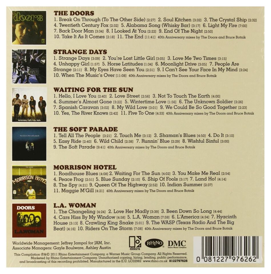 THE DOORS - A COLLECTION / 6 STUDIO ALBUMS  (2011) - 6xCD BOX SET / AMBALAJINDA SIFIR