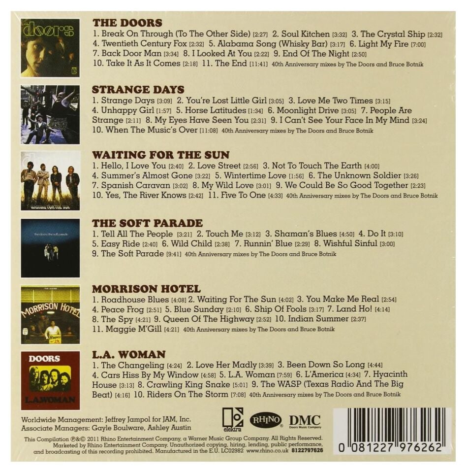 THE DOORS - A COLLECTION / 6 STUDIO ALBUMS  (2011) - 6xCD BOX SET / AMBALAJINDA SIFIR