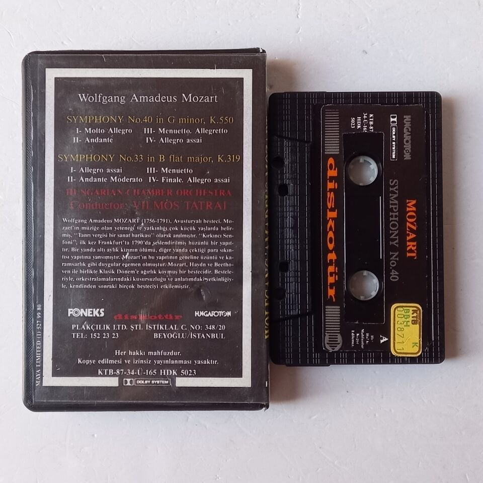 WOLFGANG AMADEUS MOZART - SYMPHONY NO.40 / NO.33 (1987) - KASET 2.EL