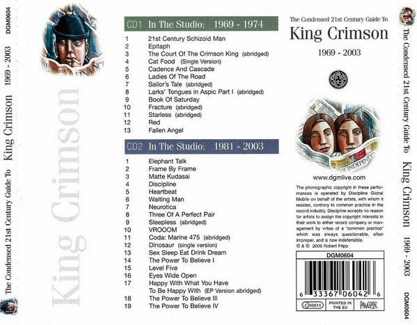 KING CRIMSON – THE CONDENSED 21ST CENTURY GUIDE TO KING CRIMSON 1969 - 2003 (2006) 2xCD HDCD SIFIR