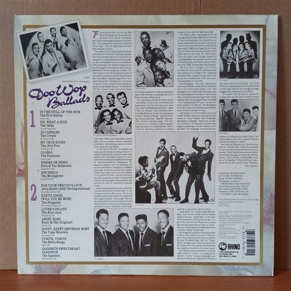 THE BEST OF THE DOO WOP BALLADS / THE FIVE SATINS, THE DELLS, THE CRESTS, THE PASSIONS, THE BLUE JAYS, THE SPANIELS (1987) - LP 2.EL PLAK