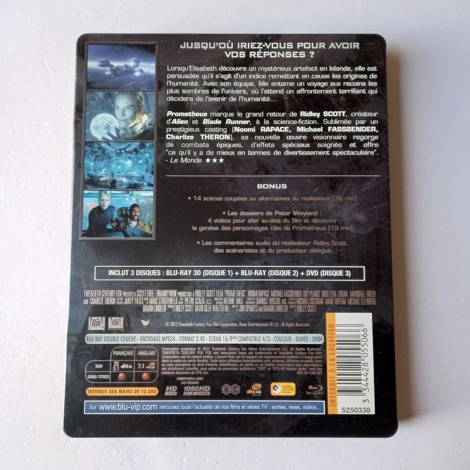 PROMETHEUS - NOOMI RAPACE, MICHAEL FASSBENDER - YÖN.:RIDLEY SCOTT - 3BLU-RAY STEELBOOK METAL KUTU 2.EL