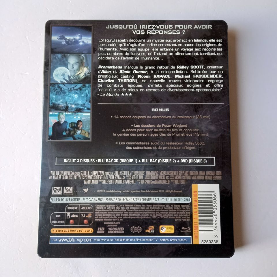 PROMETHEUS - NOOMI RAPACE, MICHAEL FASSBENDER - YÖN.:RIDLEY SCOTT - 3BLU-RAY STEELBOOK METAL KUTU 2.EL