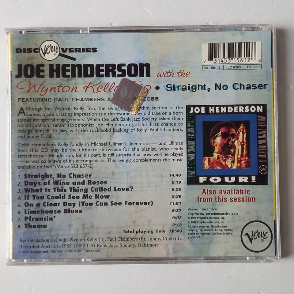 JOE HENDERSON WITH THE WYNTON KELLY TRIO – STRAIGHT, NO CHASER (1996) - CD REMASTERED REISSUE 2.EL