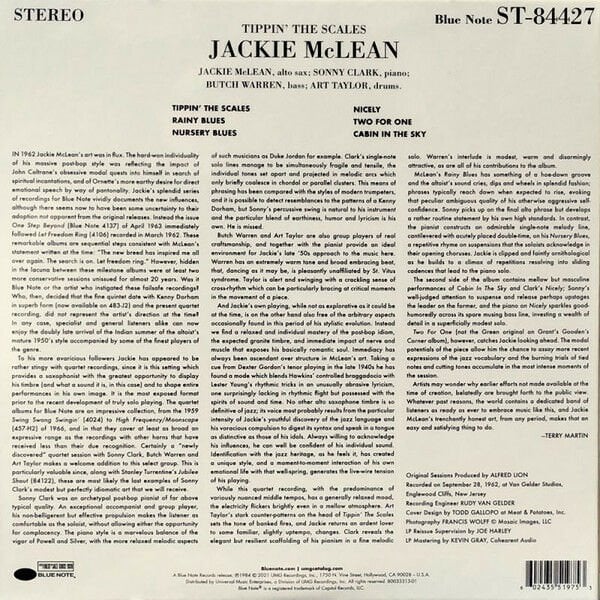 JACKIE MCLEAN - TIPPIN' THE SCALES - (1979) - LP 180GR BLUE NOTE TONE POET SERIES 2022 EDITION SIFIR PLAK