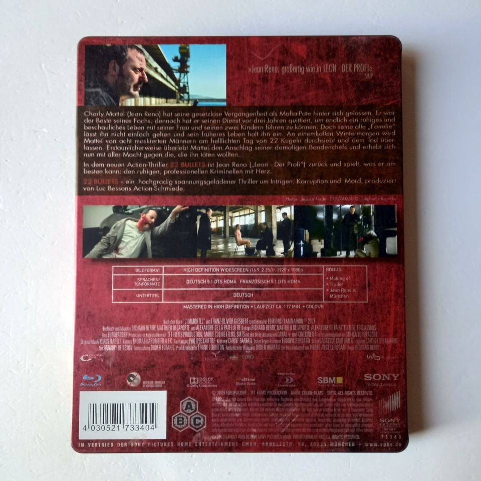 22 BULLETS - JEAN RENO, KAD MERAD - YÖN.: RICHARD BERRY - 2BLU-RAY STEELBOOK METAL KUTU 2.EL
