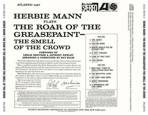 HERBIE MANN – THE ROAR OF THE GREASEPAINT- THE SMELL OF THE CROWD (1965) - CD 2014 REISSUE AMBALAJINDA SIFIR
