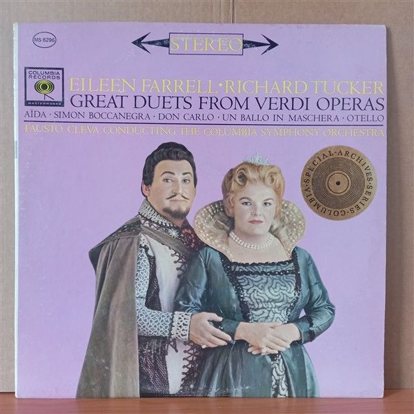 GREAT DUETS FROM VERDI OPERAS / RICHARD TUCKER, EILEEN FARRELL / FAUSTO CLEVA CONDUCTING THE COLUMBIA SYMPHONY ORCHESTRA (1961) - LP 2.EL PLAK