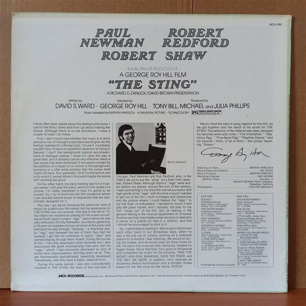 THE STING / ORIGINAL MOTION PICTURE SOUNDTRACK / SCOTT JOPLIN, MARVIN HAMLISCH (1974) - LP 2.EL PLAK