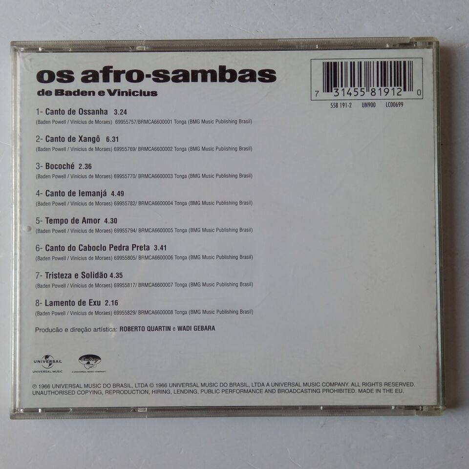 BADEN E VINICIUS – OS AFRO SAMBAS DE BADEN E VINICIUS (1966) - CD REISSUE 2.EL