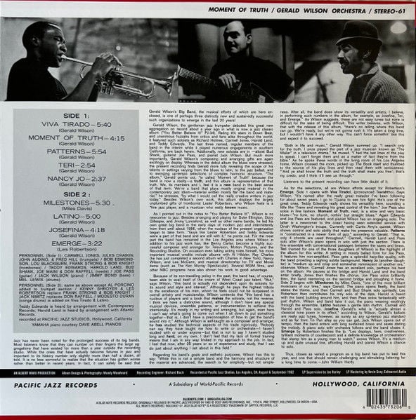 GERALD WILSON BIG BAND - MOMENT OF TRUTH (1963) - LP PACIFIC JAZZ / 180GR 2022 EDITION BLUE NOTE TONE POET SERIES SIFIR PLAK