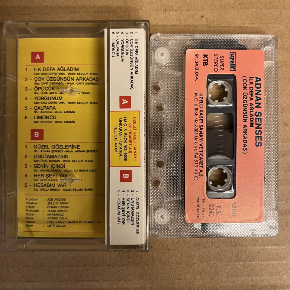 ADNAN ŞENSES - İLK DEFA AĞLADIM / ÇOK ÜZGÜNSÜN ARKADAŞ (1991) - KASET 2.EL