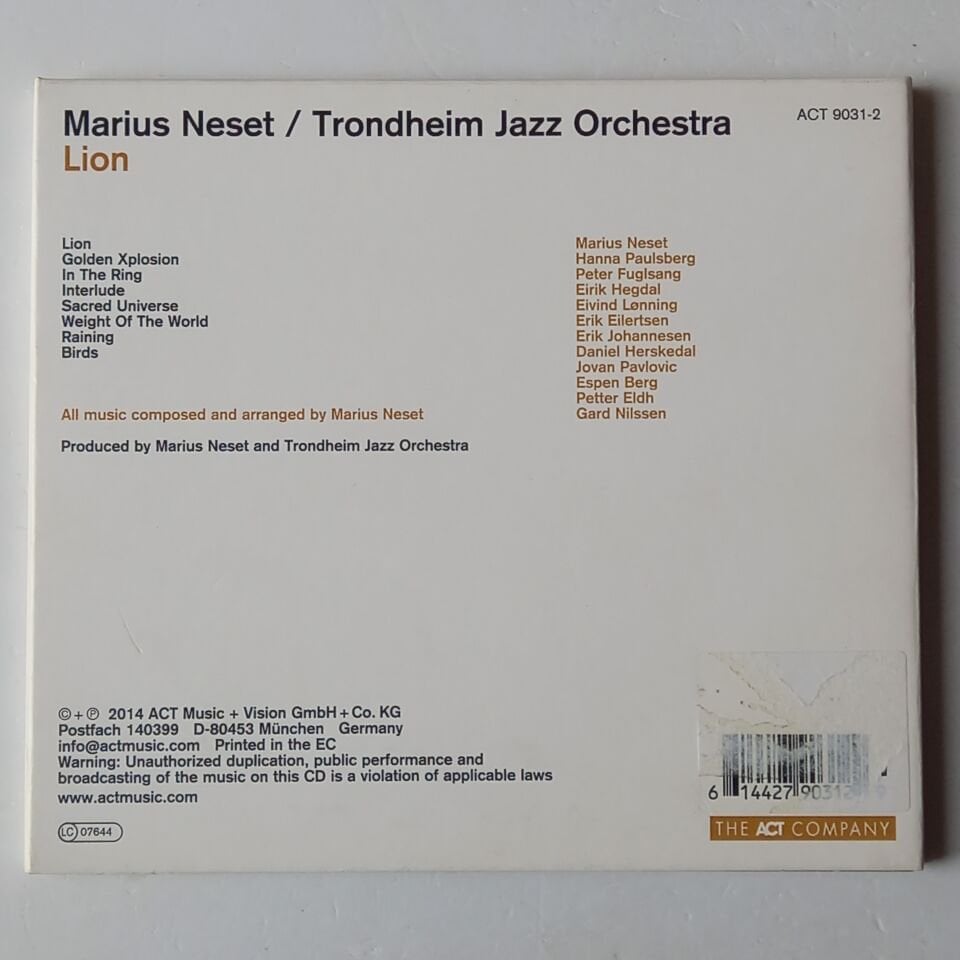 MARIUS NESET / TRONDHEIM JAZZ ORCHESTRA – LION (2014) - CD 2.EL