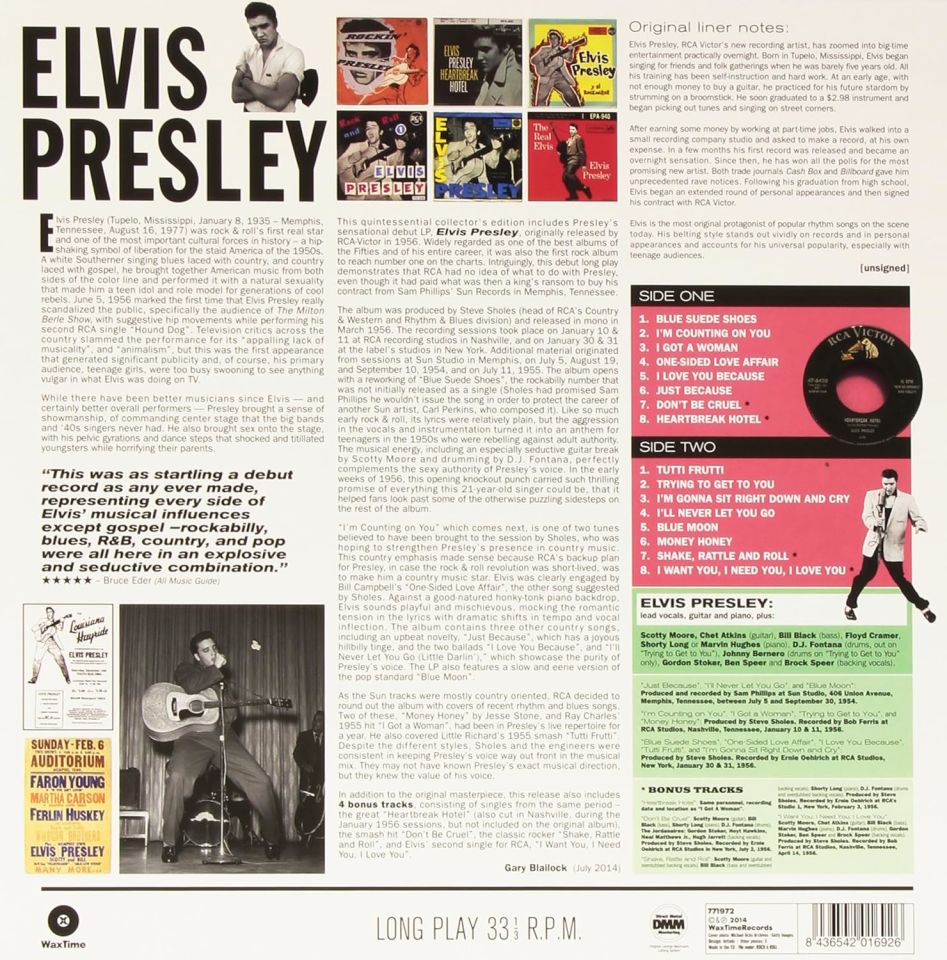 ELVIS PRESLEY ‎– DEBUT ALBUM (1956) - LP 180GR 2014 EDITION SIFIR PLAK