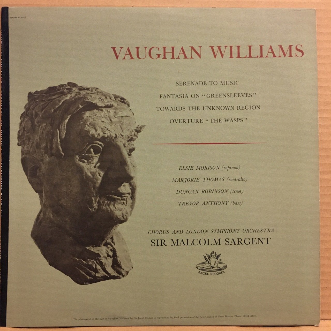 VAUGHAN WILLIAMS, ELSIE MORISON, MARJORIE THOMAS, SIR MALCOLM SARGENT, LSO 2.EL PLAK