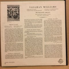 VAUGHAN WILLIAMS, ELSIE MORISON, MARJORIE THOMAS, SIR MALCOLM SARGENT, LSO 2.EL PLAK