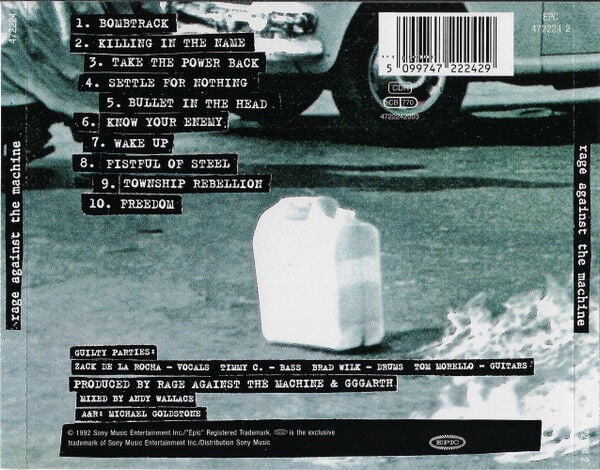 RAGE AGAINST THE MACHINE – RAGE AGAINST THE MACHINE (1992) - CD REISSUE JEWEL CASE AMBALAJINDA SIFIR