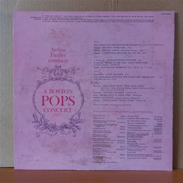 EVERYTHING BUT THE BEER... / ARTHUR FIEDLER CONDUCTS A BOSTON POPS CONCERT / ARTHUR FIEDLER, BOSTON POPS (1960) - 2LP 2.EL PLAK