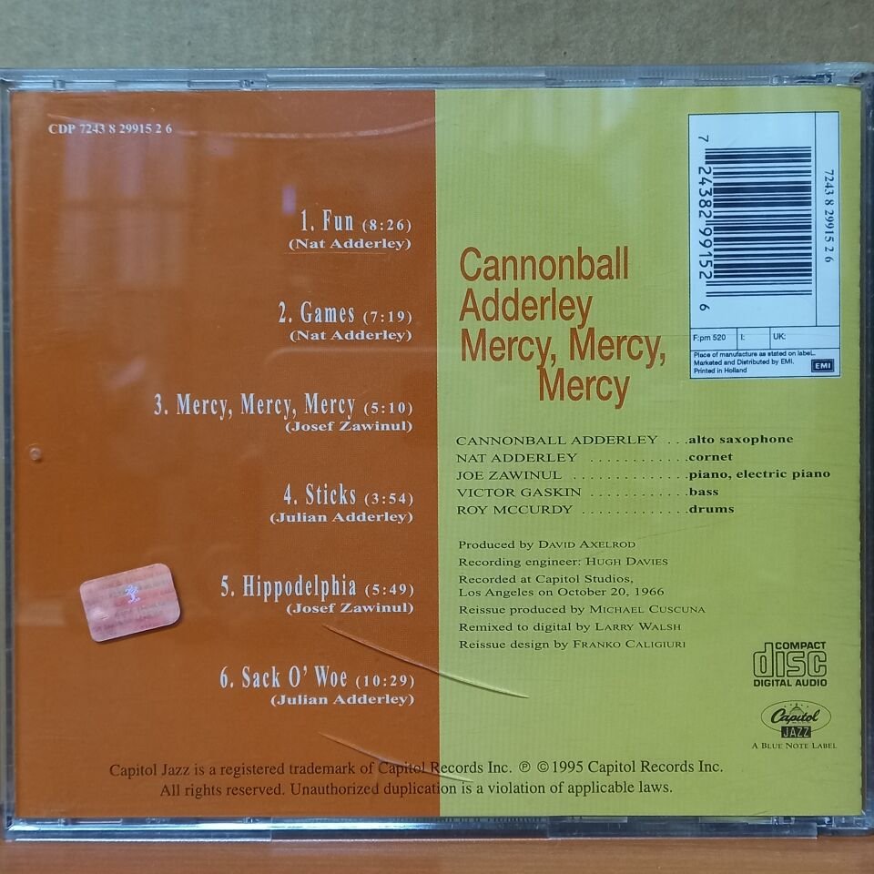 THE CANNONBALL ADDERLEY QUINTET – MERCY, MERCY, MERCY! / LIVE AT ''THE CLUB'' (1995) - CD 2.EL