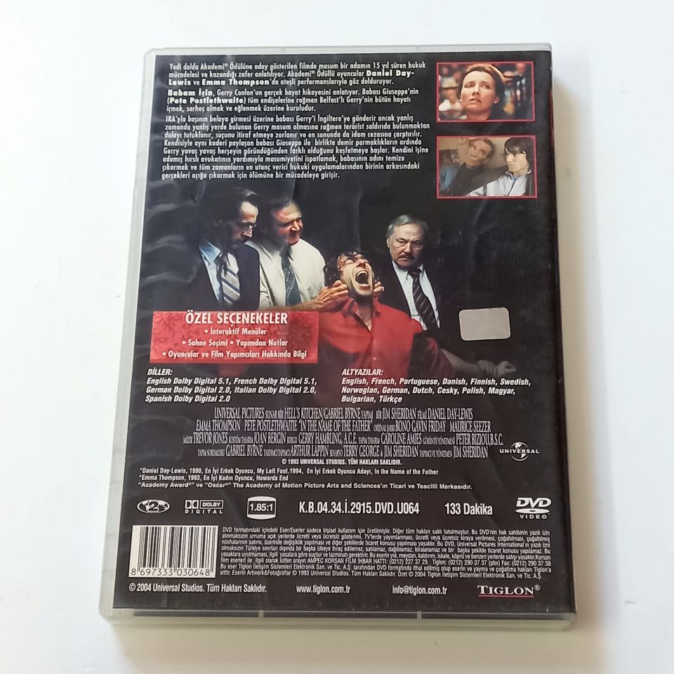 IN THE NAME OF THE FATHER - BABAM İÇİN - DANIEL DAY-LEWIS, EMMA THOMPSON, YÖN.: JIM SHERIDAN - DVD 2.EL
