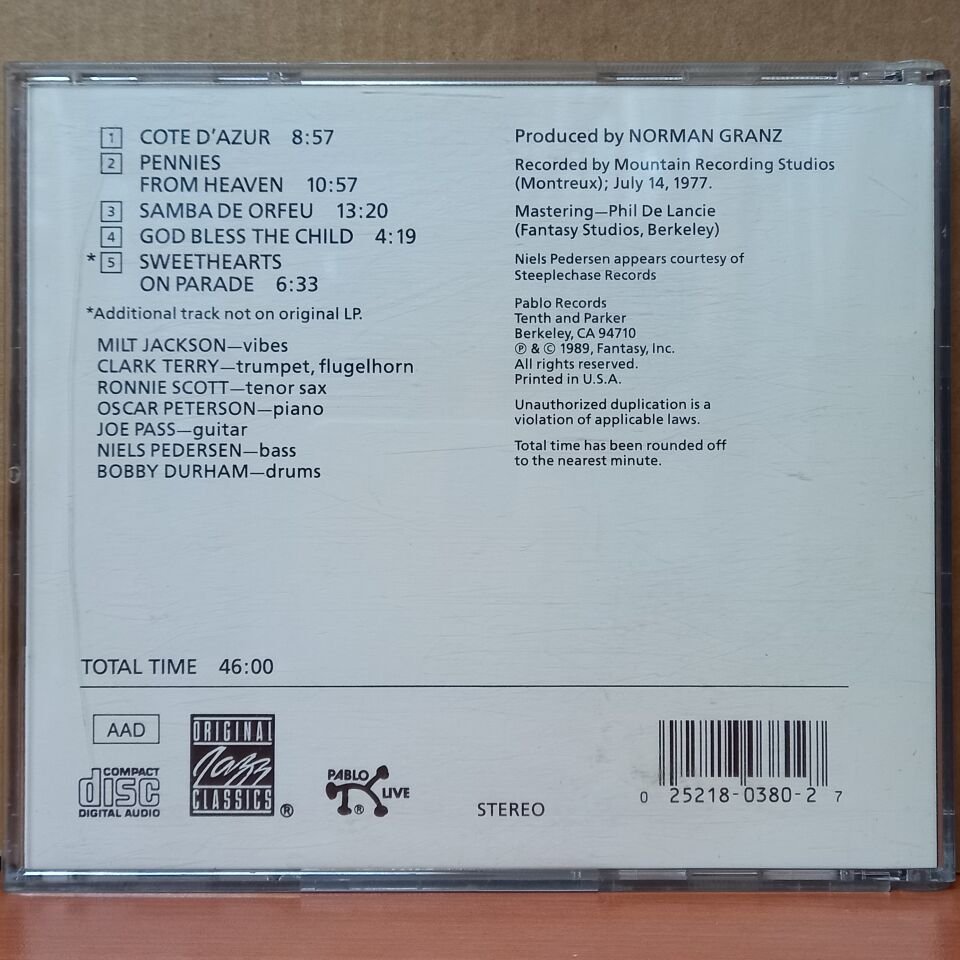 THE PABLO ALL-STARS JAM – MONTREUX '77 (1989) - CD 2.EL