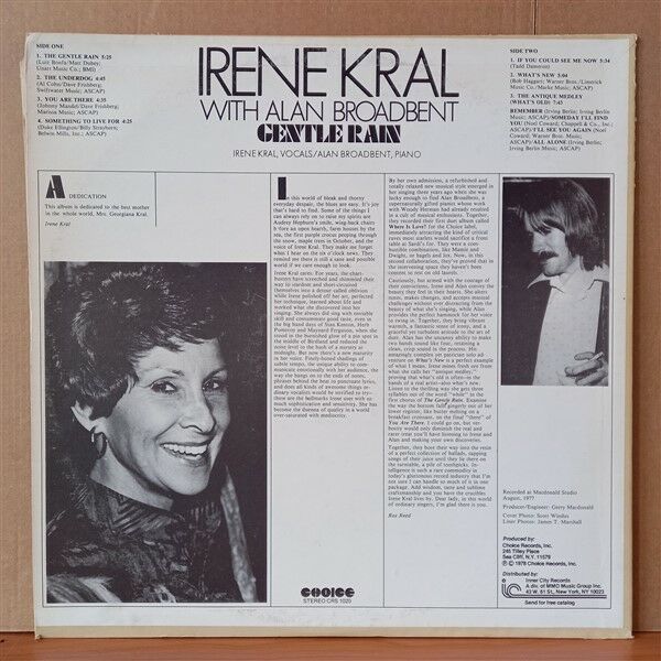 IRENE KRAL WITH ALAN BROADBENT – GENTLE RAIN (1978) - LP 2.EL PLAK