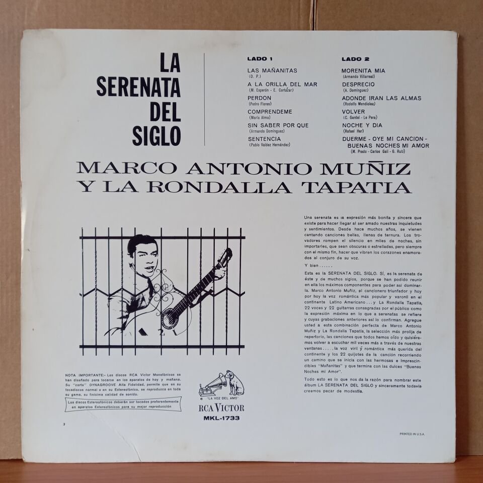 MARCO ANTONIO MUNIZ Y LA RONDALLA TAPATIA – LA SERENATA DEL SIGLO - LP 2.EL PLAK
