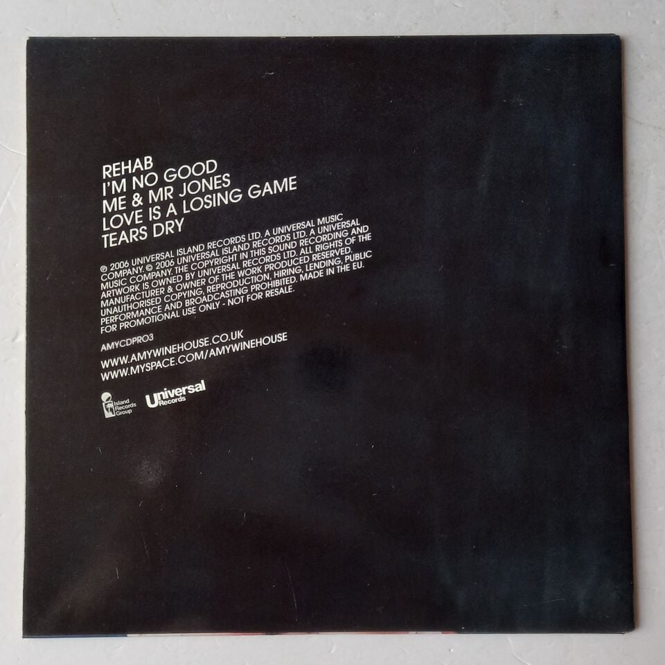 AMY WINEHOUSE – BACK TO BLACK (2006) - CD PROMO CARD BOARD 2.EL