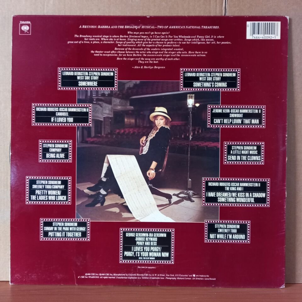 BARBRA STREISAND – THE BROADWAY ALBUM (1985) - LP 2.EL PLAK