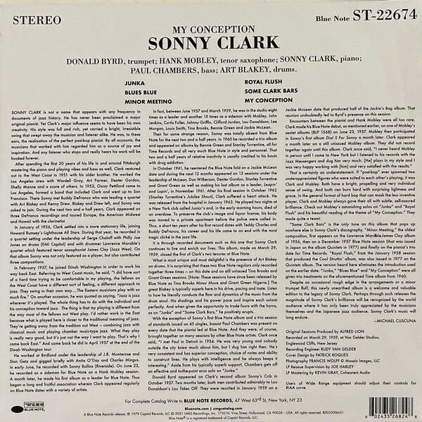 SONNY CLARK - MY CONCEPTION (1979) - LP BLUE NOTE TONE POET SERIES 180GR 2021 EDITION SIFIR PLAK