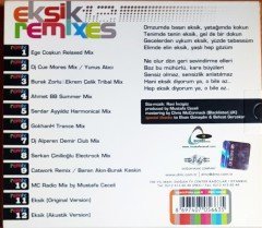 EKSİK REMIXES / PROJECT BY MUSTAFA CECELİ / ELVAN GÜNAYDIN, AHMET BİNARBAŞI, ALPEREN DEMİR, EGE COŞKUN, SERDAR AYYILDIZ, YUNUS ATICI (2011) CD 2.EL