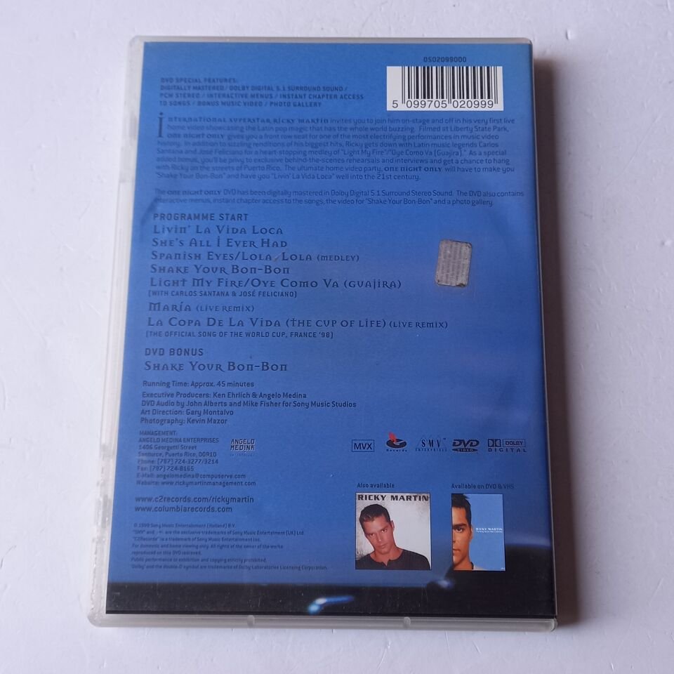 RICKY MARTIN - ONE NIGHT ONLY - DVD 2.EL