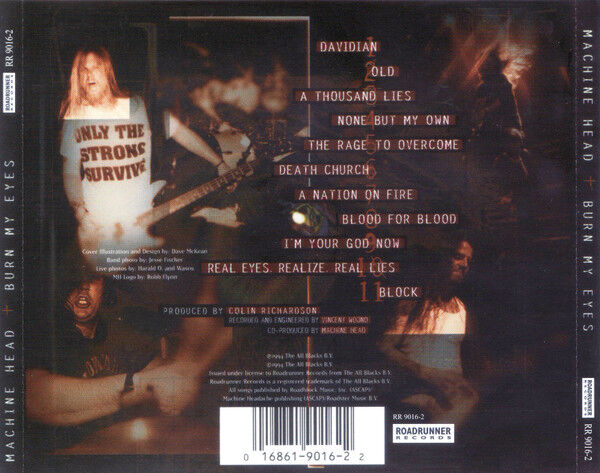 MACHINE HEAD – BURN MY EYES (1994) - CD REISSUE JEWEL CASE AMBALAJINDA SIFIR