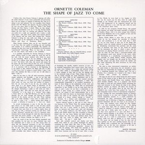 ORNETTE COLEMAN – THE SHAPE OF JAZZ TO COME (1959) - LP SIFIR PLAK