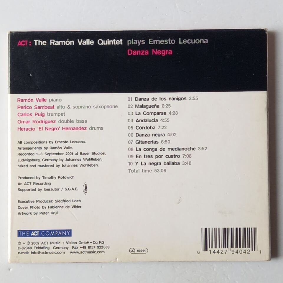 RAMON VALLE PLAYS ERNESTO LECUONA – DANZA NEGRA (2002) - CD DIGIPAK 2.EL