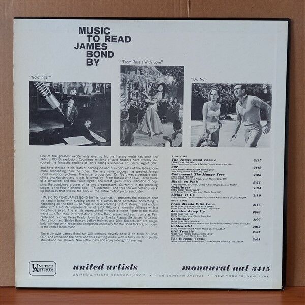 MUSIC TO READ JAMES BOND BY / JOHN BARRY, AL CAIOLA, PEREZ PRADO, LEROY HOLMES (1965) - LP 2.EL PLAK