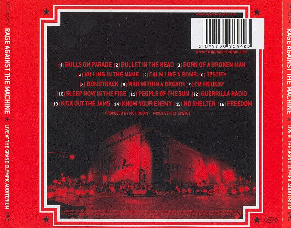 RAGE AGAINST THE MACHINE – LIVE AT THE GRAND OLYMPIC AUDITORIUM (2003) - CD REISSUE JEWEL CASE AMBALAJINDA SIFIR
