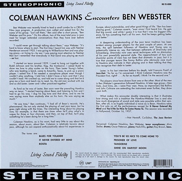 COLEMAN HAWKINS & BEN WEBSTER - COLEMAN HAWKINS ENCOUNTERS BEN WEBSTER (1959) - 2023 ACOUSTIC SOUNDS SERIES PLAK SIFIR