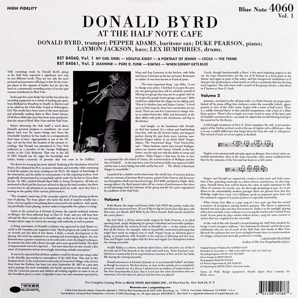 DONALD BYRD - AT THE HALF NOTE CAFE VOL 1 (1961) - LP BLUE NOTE TONE POET SERIES 180GR 2023 EDITION SIFIR PLAK
