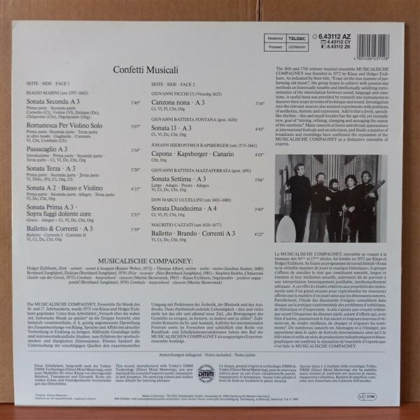 CONFETTI MUSICALI / MUSICALISCHE COMPAGNEY / 17.JAHRHUNDERT - CENTURY - SIECLE (1985) - LP 2.EL PLAK