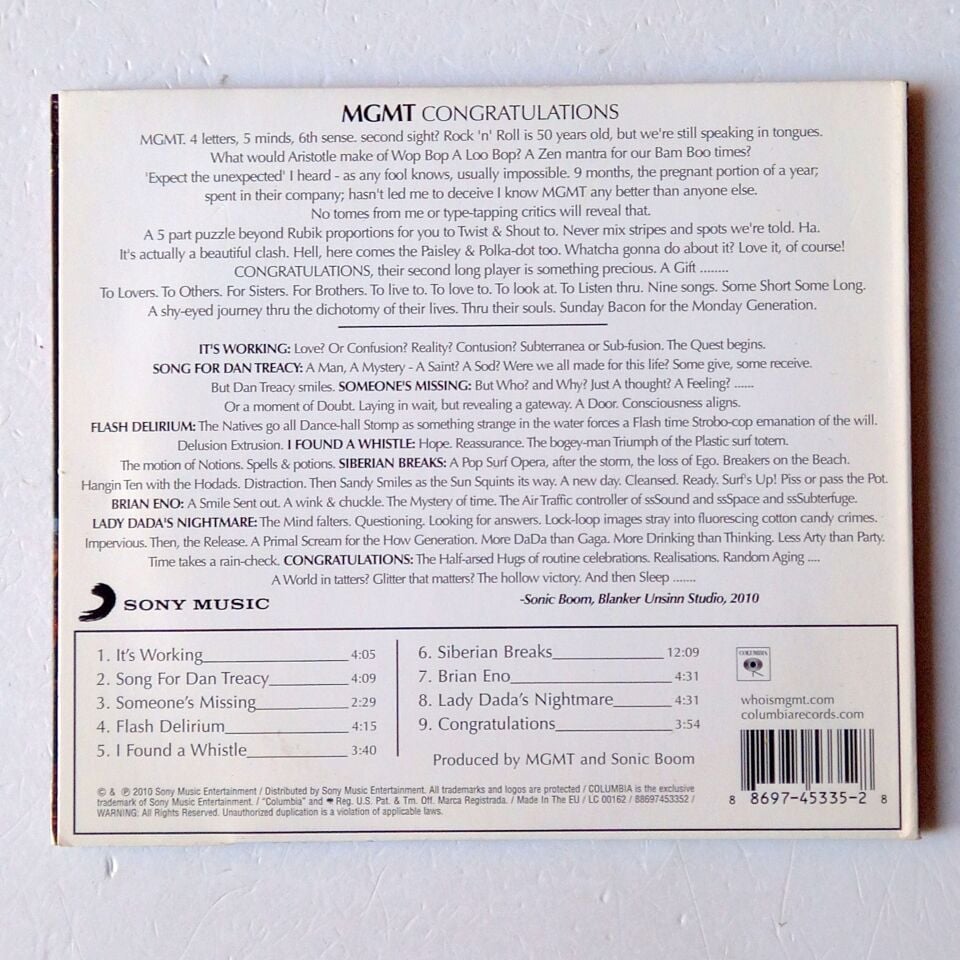 MGMT – CONGRATULATIONS (2010) - CD DIGISLEEVE 2.EL