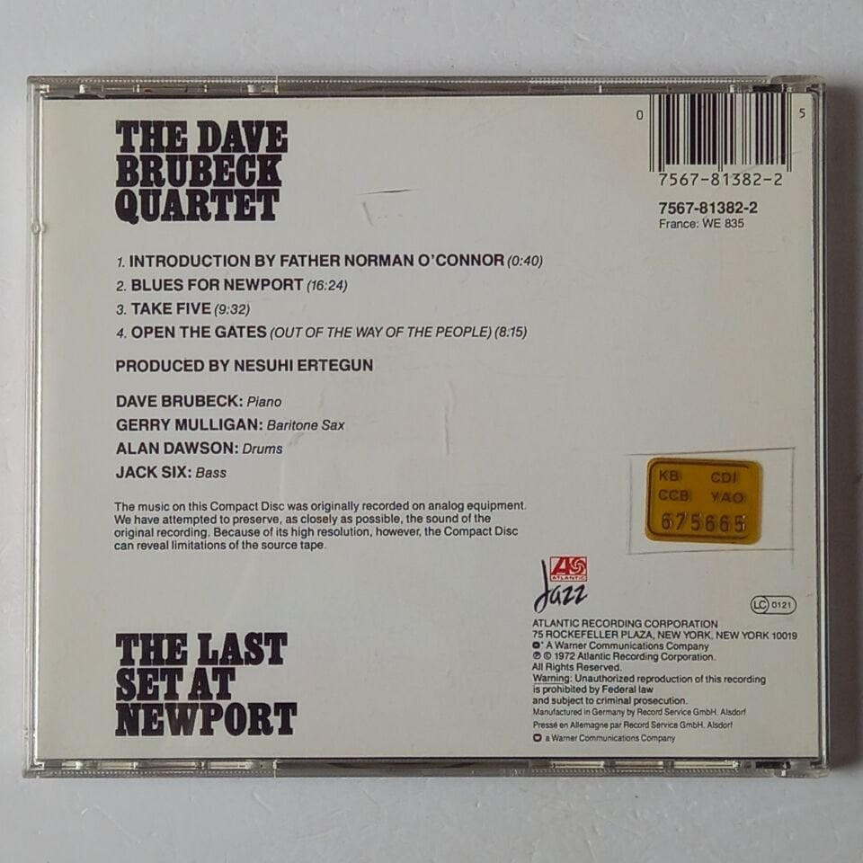 THE DAVE BRUBECK QUARTET – THE LAST SET AT NEWPORT (1972) - CD REISSUE 2.EL