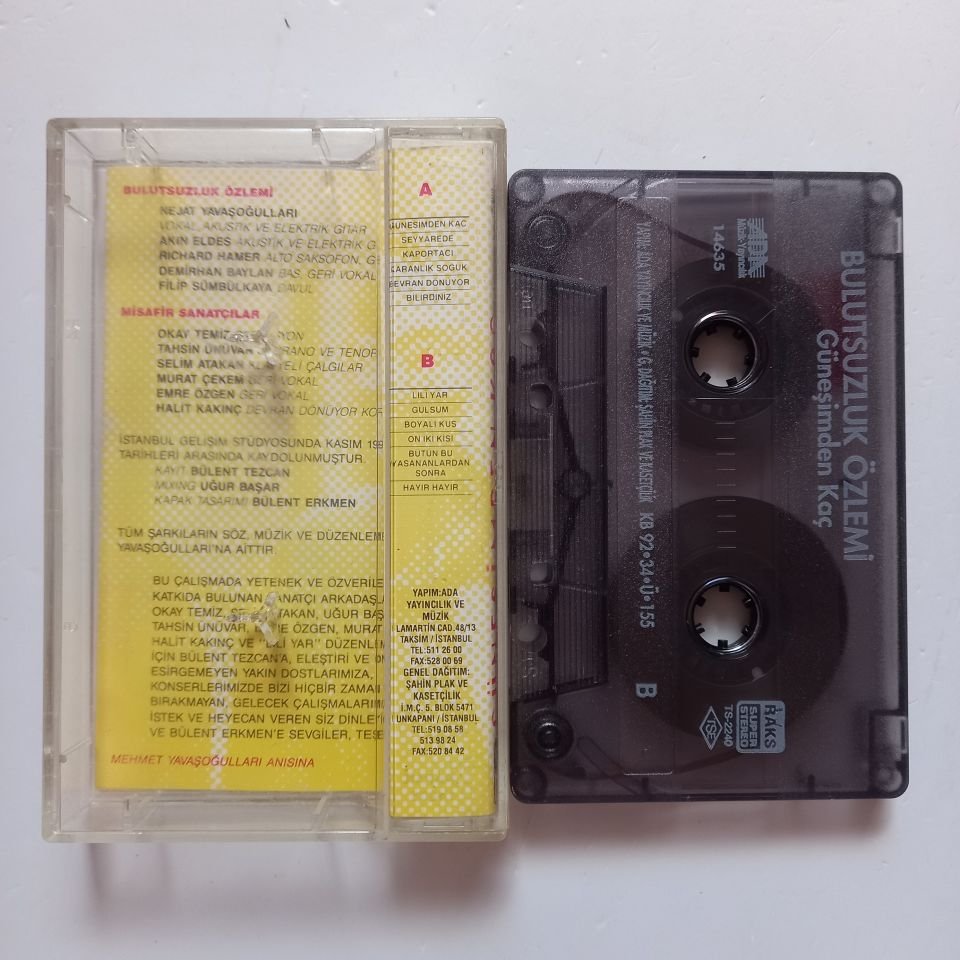 BULUTSUZLUK ÖZLEMİ - GÜNEŞİMDEN KAÇ (1992) - KASET 2.EL